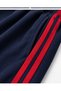 Navy Blue Red Striped High Waist Grunge Printed Oversize Sweatpants - 4