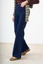 Women's Cut-Off Detail Wide Leg Trousers Navy Blue - 4