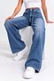 Women's Wide Leg Loose Blue Baggy Jeans - 4