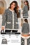 Women's Soft Textured Knitwear Cardigan with Geometric Pattern and Gold Buttons - 3