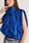 Women's Stand Collar Double Breasted Buttoned Epaulet and Pocket Detailed Sleeveless Balloon Vest 5672 60286666 - 5