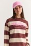 Women's Brown-Yellow New York City Printed Striped Crew Neck Oversize Sweatshirt 927 60286668 - 5