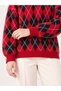 Women's Embroidered Diamond Pattern Oversize Sweater - 4