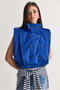 Women's Stand Collar Double Breasted Buttoned Epaulet and Pocket Detailed Sleeveless Balloon Vest 5672 60286666
