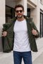 Men's Hooded Fleece Lined Pocketed Coat 26517 Khaki - 4