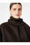 Long Sleeve Wool Blend Oversized Cashmere Coat with Scarf - 3