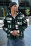 Men's Plaid Hooded Casual Zippered Green Lumberjack Jacket - 2