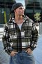 Men's Plaid Hooded Casual Zippered Khaki Lumberjack Jacket