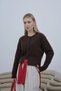 Buttoned Hammer Sleeve Knitwear Cardigan Brown - 5