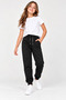 Kids Girls' Black 100% Cotton Satin Drawstring Jogger Sweatpants