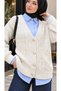 Hair Braid Pattern Buttoned Knitwear Cardigan Ecru - 2