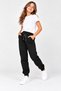 Kids Girls' Black 100% Cotton Satin Drawstring Jogger Sweatpants - 4