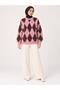 Women's Embroidered Diamond Pattern Oversize Sweater - 5