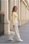 Ultra Soft Boat Neck Long Sleeve Cotton Light Yellow Basic Blouse - 3