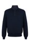 Men's Regular Fit Wool Half-Zip Silk Blend Ribbed Detailed Long Sleeve Navy Blue Sweater