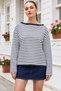 Women's Boat Neck Oversize Striped Blouse