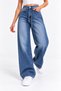 Women's Wide Leg Loose Blue Baggy Jeans - 3