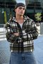 Men's Plaid Hooded Casual Zippered Khaki Lumberjack Jacket - 5