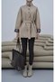 Plaid Detailed Belted Lined Trench Coat Stone - 7
