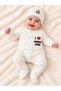 I Love Mom Dad Printed Baby Rompers with Hats and Booties Set of 2 0-6 Months Newborn