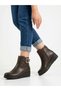 Large Size Comfortable Daily Leather Boots with Gold Buckle - 5