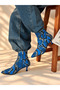 Vi̇enna Saks Snake Pointed Toe 5 cm Thin Heel Women's Boots Botti̇e - 3
