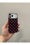 iPhone 18 Pro Compatible Case Sparkling Burgundy Pearlescent Tiny Heart Patterned Luxury Silicone Cover with Stone Camera Frame