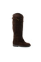 Justin Genuine Leather Women's Buckle Riding Boots Flat Sole Below the Knee Boots - 6