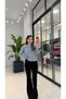 Thick Padded Crew Neck Blouse Gray - 2