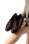 David Genuine Leather Patent Leather Thick Soled Women's Loafer Shoes - 4