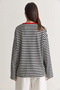 Women's White-Red Text Printed Striped Crew Neck Oversize Long Sleeve Sweatshirt 2389 60286694 - 7