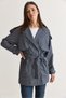 Women's Lined Plaid Patterned Belted Double Breasted Collar Pocket Detailed Trench Coat 7092 60286678 - 5