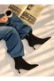 Vienna Black Suede Pointed Toe 5 cm Thin Heel Women's Boots Botti̇e - 6