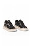 Stone Detailed Stylish Sneaker Thick Comfortable Sole Black Leather Laced Women's Casual Walking Shoes 231176 - 4