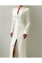 V-Neck Deep Slit Padded Button Detailed Premium Maxi Long Dress - 6