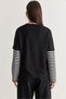 Women's Text Printed Striped Layered Sleeve Crew Neck Oversize Sweatshirt 2387 60286693 - 7