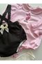 Handmade 100% Cotton Piglet Embroidery Worked Shirt and Gabardine Fabric Romper Set - 4