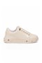 Stone Detailed Lace-Up Sneaker White Leather Thick Comfortable Sole Stylish Women's Casual Walking Shoes 431179