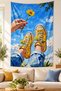 Daisy and Sneakers Patterned Sky Landscape Digital Printed Stain Resistant Washable Fabric Wall Covering Wall Tapestry Decorative Tapestry