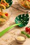 Leaf-Shaped Perforated Pasta Serving Spoon with Strainer and Colander Monstera Design 1 Piece Green - 4