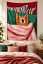 Cat Stretching on Bed Patterned Fun Modern Digital Printed Stain Resistant Washable Fabric Wall Covering Wall Tapestry Decorative Tapestry
