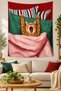 Cat Stretching on Bed Patterned Fun Modern Digital Printed Stain Resistant Washable Fabric Wall Covering Wall Tapestry Decorative Tapestry - 2