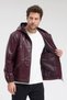Men's genor oversized hooded leather jacket - burgundy - 3