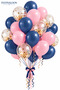 Stylish Concept 20-Piece Navy Blue Pink Transparent Balloon Set with Gold Confetti Birthday Party Event Decoration and Organization Balloon