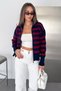 Women's Striped Double Zipper Polo Collar Knitwear Cardigan - 4