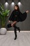 Women's Belted Poncho Cape High Collar Button Detailed Short Jacket - 4