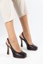 Women's Brown Platform Heeled Shoes - 5