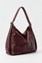 Women's Burgundy Color Leather Hobo Shoulder Bag - Oversized Shoulder Bag with Belt Strap and Double Pockets