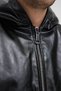 Men's genor oversize hooded leather jacket black - 5