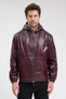 Men's genor oversized hooded leather jacket - burgundy - 2